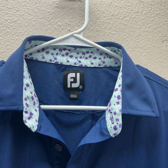 Footjoy Polo Shirt Mens Medium Blue FJ Golf Performance Stretch Tech Tennis - Picture 6 of 9